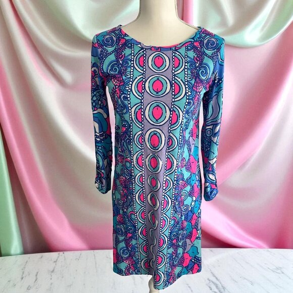 LILLY PULITZER Shell Print Shift Dress Size XS - Picture 1 of 9
